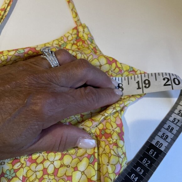 Vintage Y2K Wild Fable Babydoll Dress Size L Yellow Floral Empire Waist Milkmaid - Picture 8 of 10